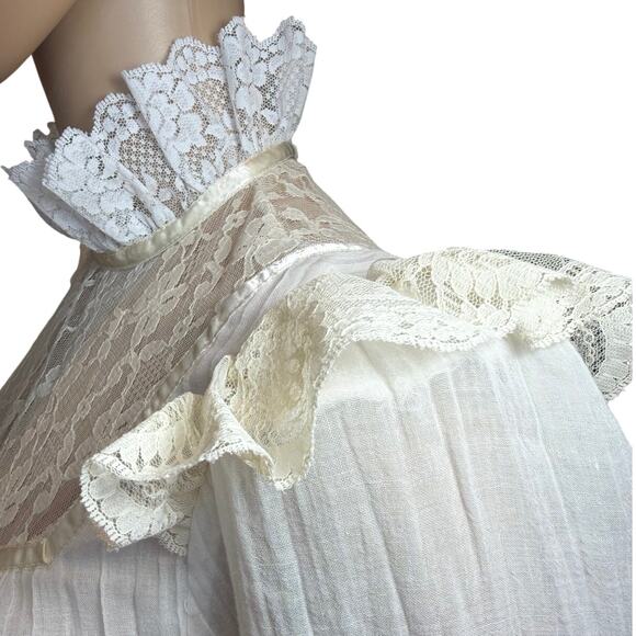 Vtg 80s Cream Lace Bridal Prairie Dress SZ 13-14 Victorian Romantic Cottagecore - Picture 7 of 16